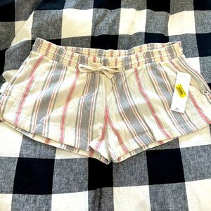 NWT Ripcurl shorts. Ivory w/ peach and grey stripes. Size large. Cute!